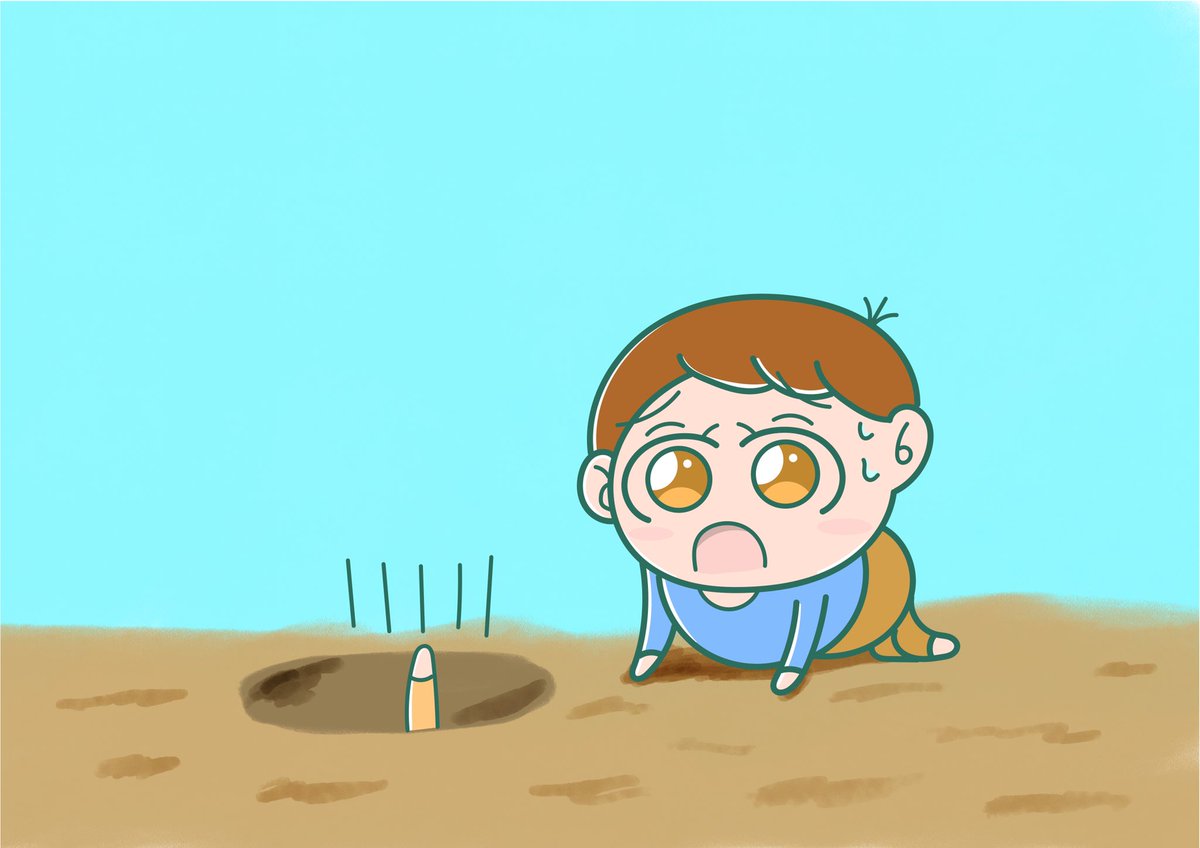 Aki イラストレーター 友達が穴に落ちて驚く男の子 イラスト イラストレーター かわいいイラスト 絵描きさんと繫がりたい イラスト好きな人と繋がりたい みんなで楽しむtwitter展覧会