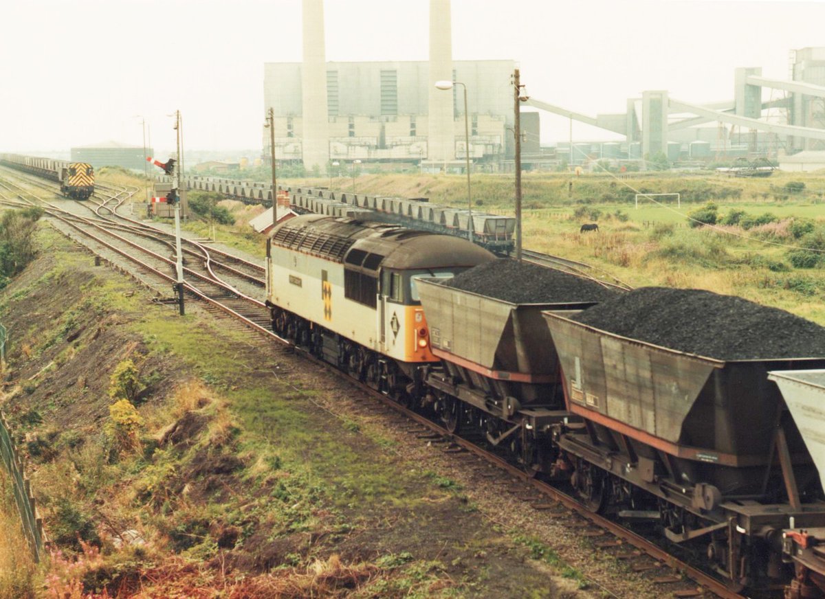 Class 56121, 56122 'Wilton - Coalpower' & 56124 'Blue Circle Cement' at Blyth West Yard - 10 July 1989