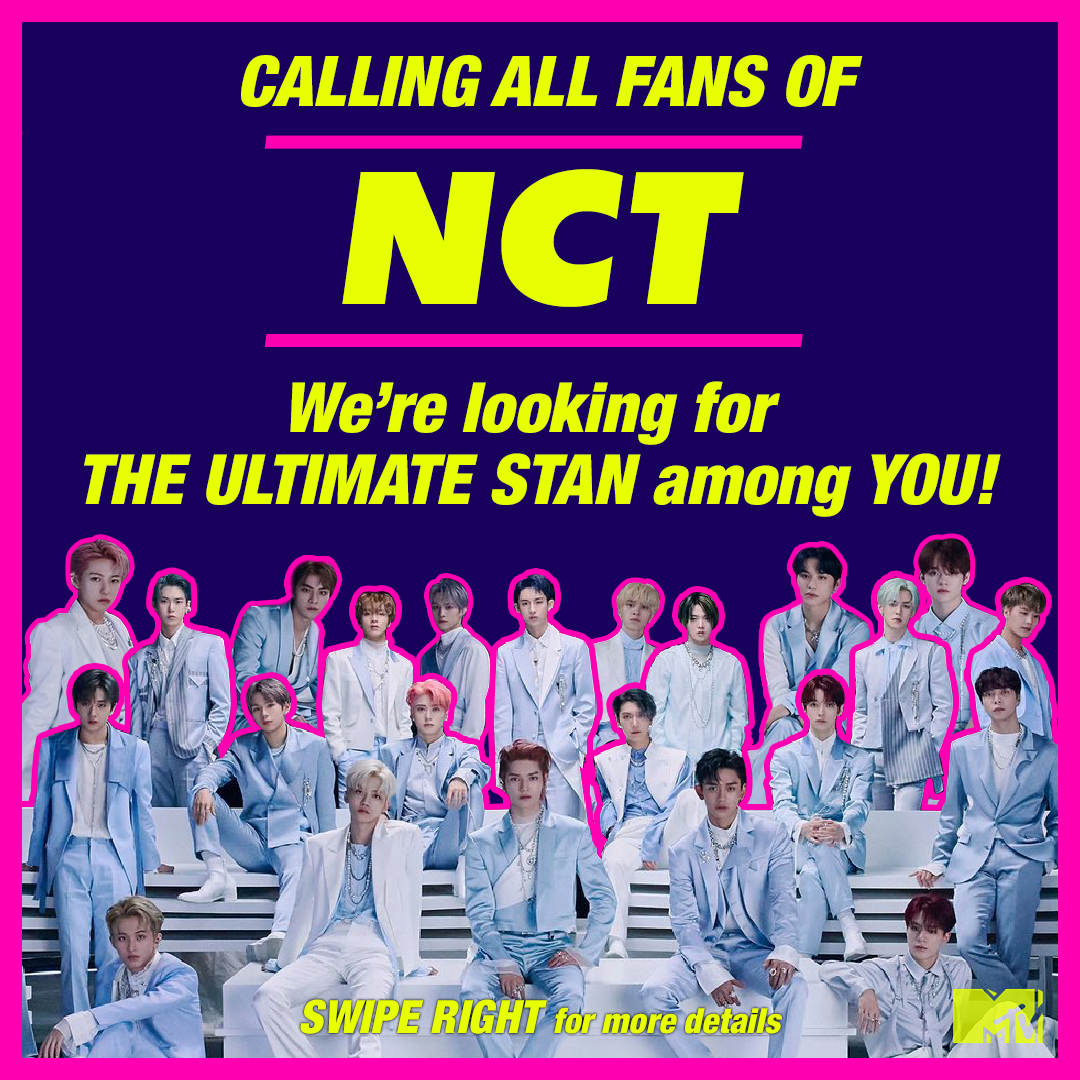 mtvasia's tweet photo. to the world, we're calling on you #NCTzens! π’ we're searching for the most knowledgeable @NCTsmtown fans to take part in our gameshow, #MTVTheUltimateStan!
sign up via the link below!
βΆοΈ https://t.co/n8RXyTtHoh
#UltimateStan #TheUltimateStan #NCT #NCTzen #CastingCall https://t.co/MoNmh2qsU0