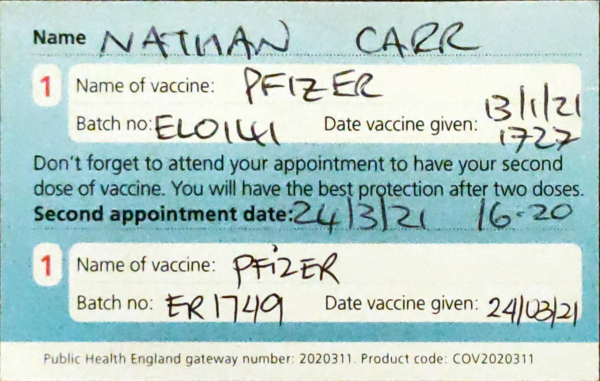 My card is now full! Let's hope these vaccines do the job and control this awful virus! When your time comes, don't think twice get vaccinated! #vaccination #nhspayrise #neas #LetsBeatCovidTogether