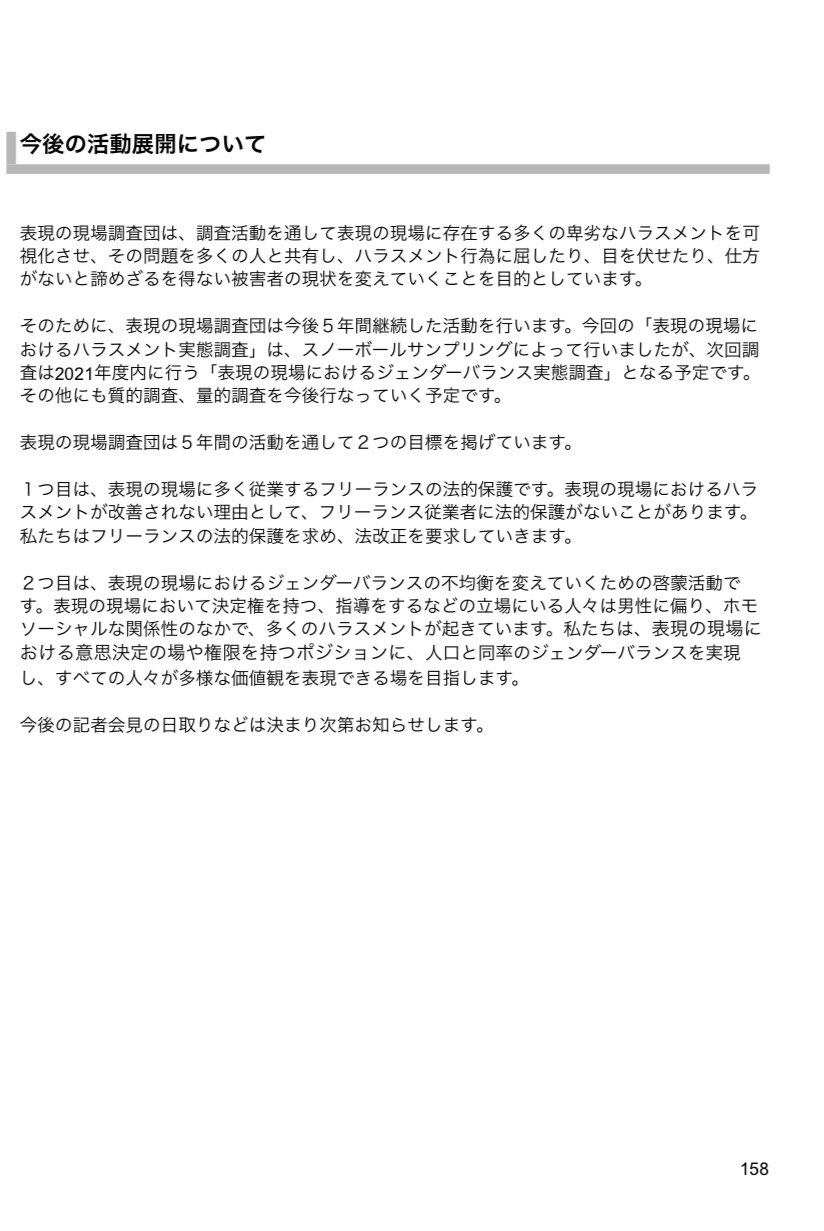 キュンチョメ 個展7 31 8 30 1 昨日 表現の現場調査団として記者会見を行いました 表現の現場で ハラスメントにあったことがある と答えた人は 回答者1449名のうち1161名 詳しい概要や調査結果はwebで公開しています T Co 7mdcb28g