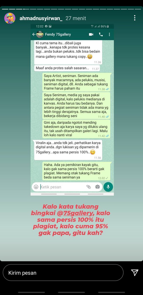 Nasib seniman digital, show off karya di internet, muncul di pinterest, google image, malah dicuri, dilukis ulang, dijual berjuta2. eh saya yg bikin gak pernah jual semahal itu.

Kapan sih orang2 sadar kalo tiap gambar yg ada di pinterest /google image itu gak gratis???