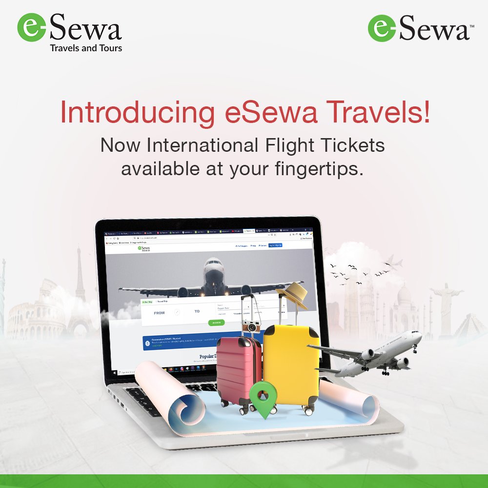 eSewaOfficial's tweet photo. eSewa Travels is here to make International Flight Ticketing Easier!

Purchase flight tickets within minutes from 
https://t.co/oPhiKRhb4i

#InternationalFlights #AirlinesTicketing #GoCashless https://t.co/COHGofpSvd