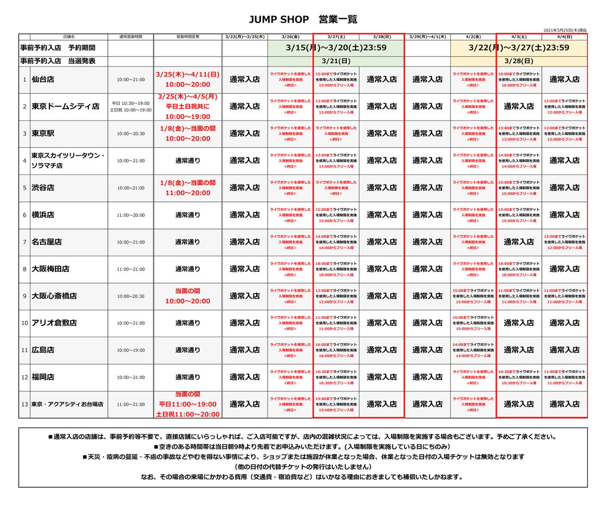 ジャンプショップ Jump Shop 公式 呪術廻戦 領域展開フェア21 3 26 金 4 11 日 いよいよ明日スタート 3 26 金 はjump Shop全店にてライヴポケットを使用した入場制限を実施しております 空きのある時間帯は 当日朝9時から先着でお申込み