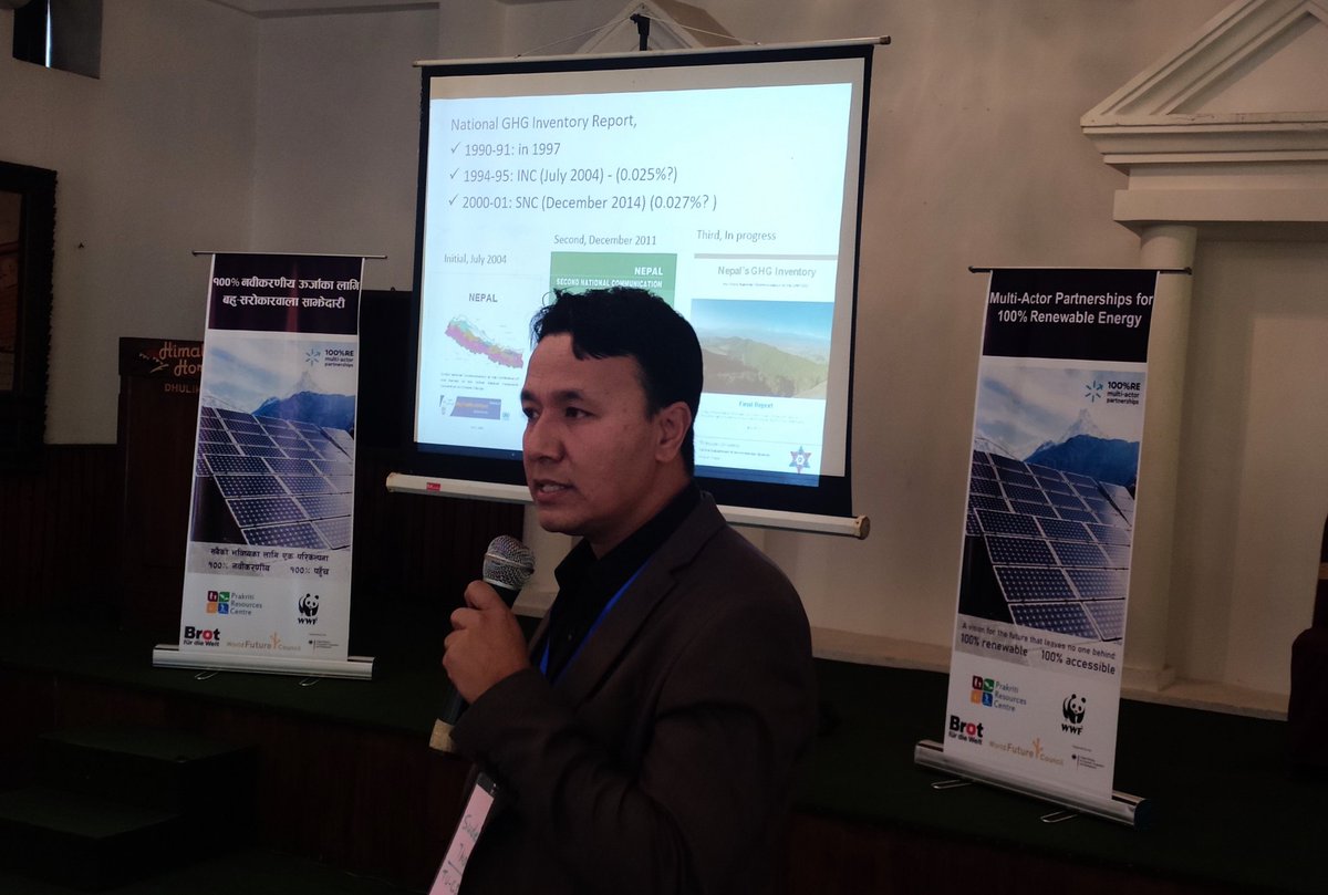 prcnepal's tweet photo. In Nepal, energy sector contributes about 14.71% of GHG emission share says Sudeep Thukari PhD, Associate Professor of #CDES, Tribhuvan University.
#MAPPlatform
@100reMap @WWFNepal @BROT_furdiewelt @Good_Policies @An_Skowron @FentjeJacobsen @JFunfgelt https://t.co/QB9JHPT93l