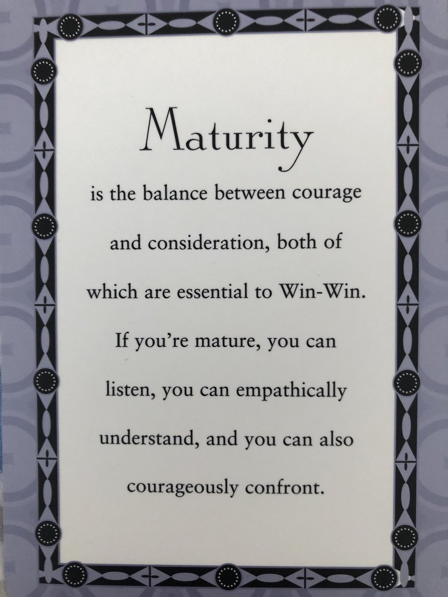 JillCruickL2S's tweet photo. Yesterday I asked my 17 yr old daughter for advice about a challenge situation💚

Advice taken and acted upon💚

This morning I read these words by ⁦⁦@StephenRCovey⁩  &amp; was reminded that maturity is so much more than an age thing 💚

#5Sensesphilosophy 
#senseofvalue💚 https://t.co/f8IbVqhhtd