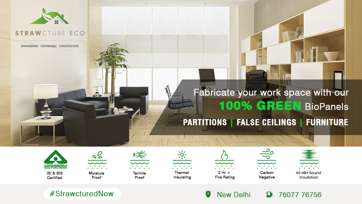 strawcture's tweet photo. Fabricate Office Spaces with our 100% Green & Organic BioPanels, to protect yourself from breathing Toxic Air for a Healthy Work Life.
#StrawcturedNow #OfficeSpace #GreenBuilding #officeinterior #workspacedesign #toxicfreelife #EcoFriendly #BioPanels #environmentallyfriendly https://t.co/rjCIf9fhSP