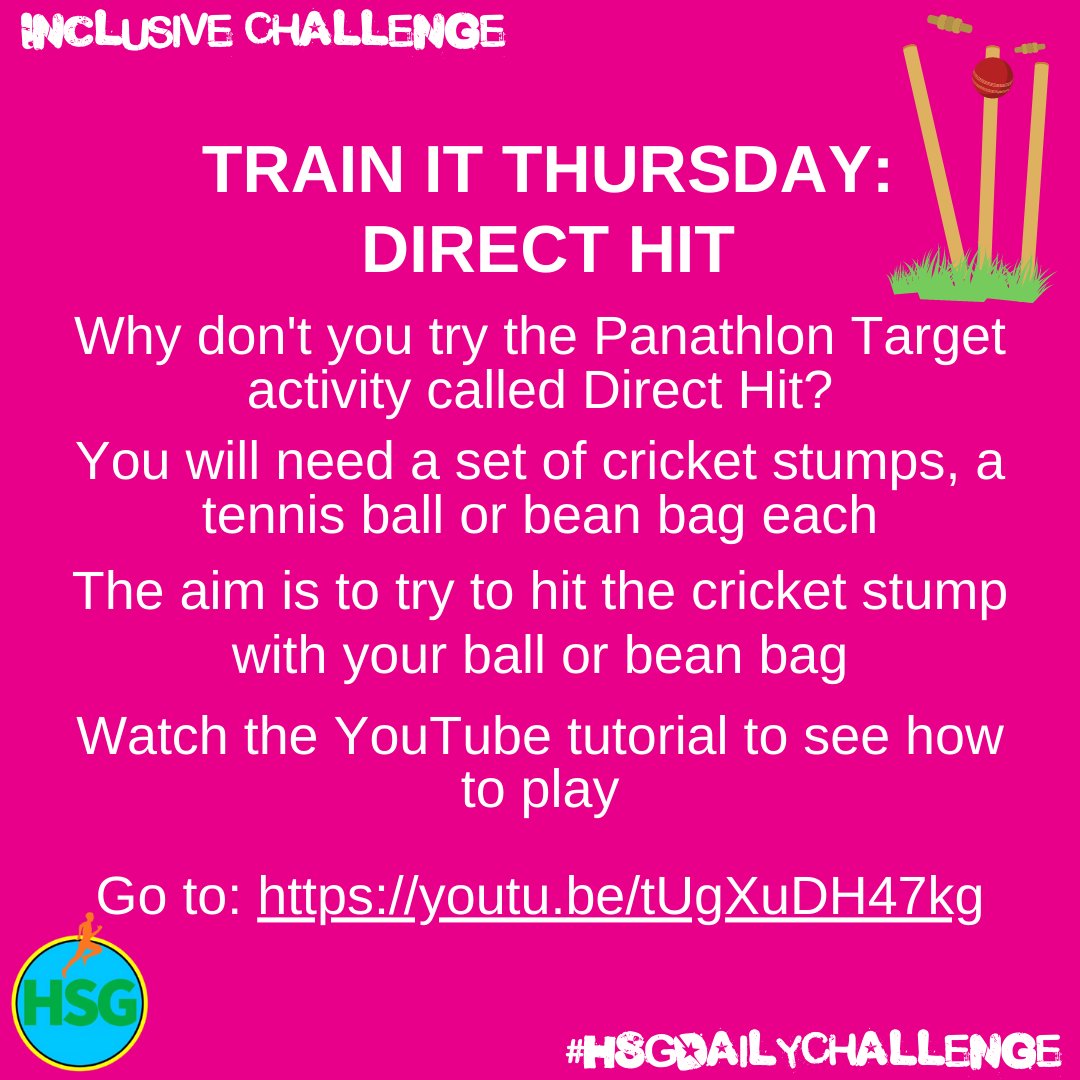 With Cricket season just around the corner our Inclusive challenge from @Panathlon will start to get you ready! #HSGDailyChallenge @YourSchoolGames @EnergiseSchools @HampshireCB