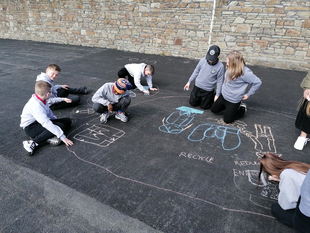 DanygraigP's tweet photo. Year 6 had a great morning creating art about reducing our carbon footprints #DYGPWB #DYGPHum #CitizensofWalesandtheWorld https://t.co/f4zJpbF9d9