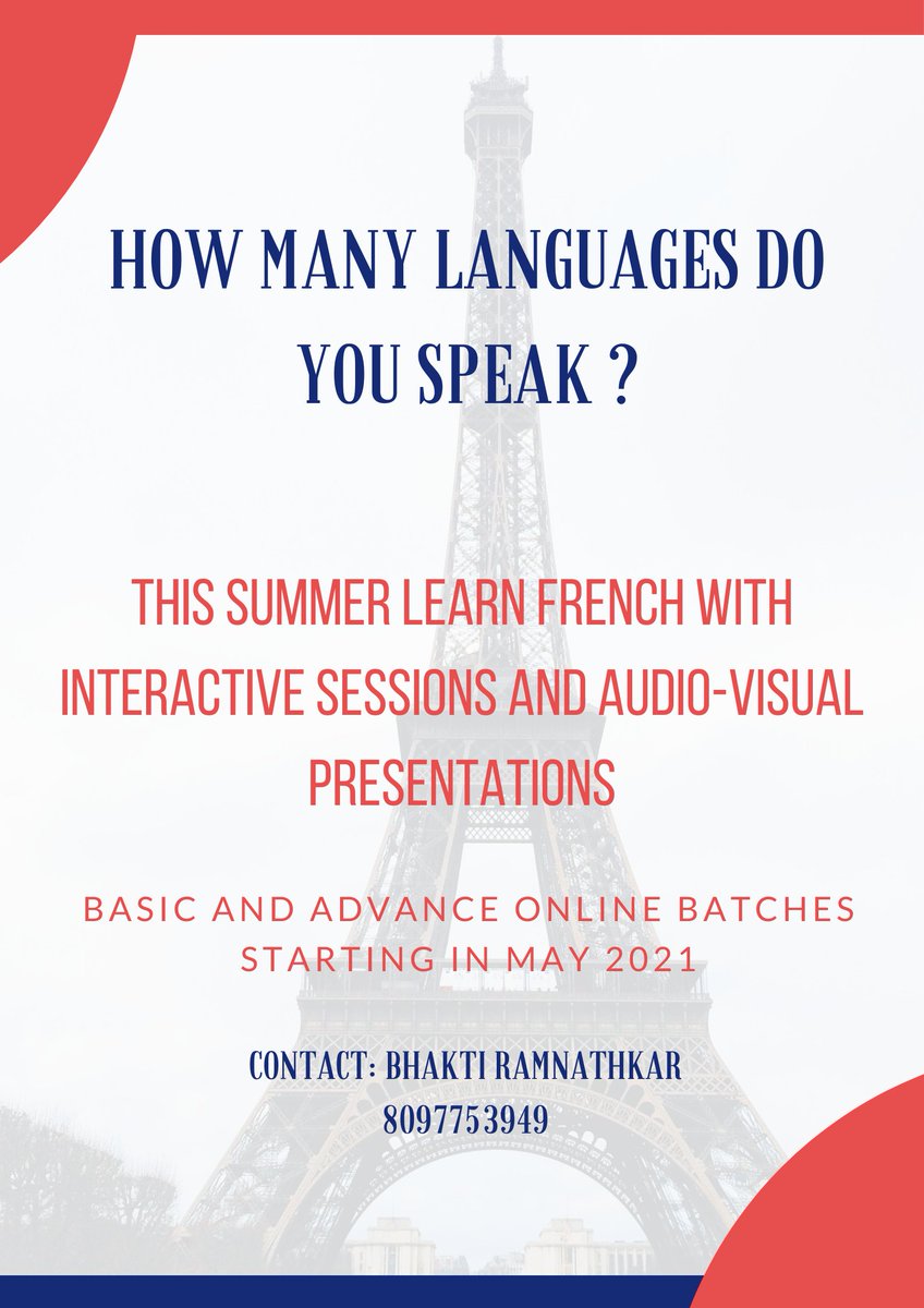 BRamnathkar's tweet photo. Let's learn French Together
#frenchclasses #learnalanguage #choosefrench #Summer2021 #French #indofrench #mumbaicity https://t.co/ubStfeNxE6