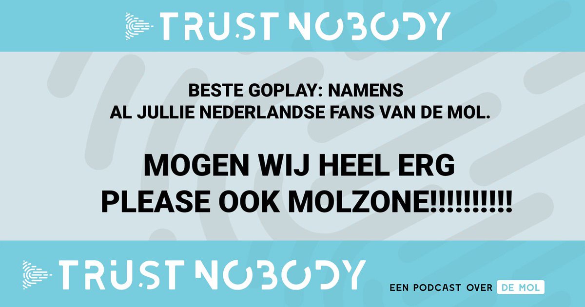 Mark wil heel graag ook <a href="/Telenet/">Telenet</a> kijken. Want daar staat extra materiaal over De Mol. Maar dan kan niet in Nederland. En dus is het tijd voor een grote campagne😂. Geef ons Telenet <a href="/Play4_be/">Play4</a>. Retweet dit of plaats het plaatje ook! Je weet maar nooit.