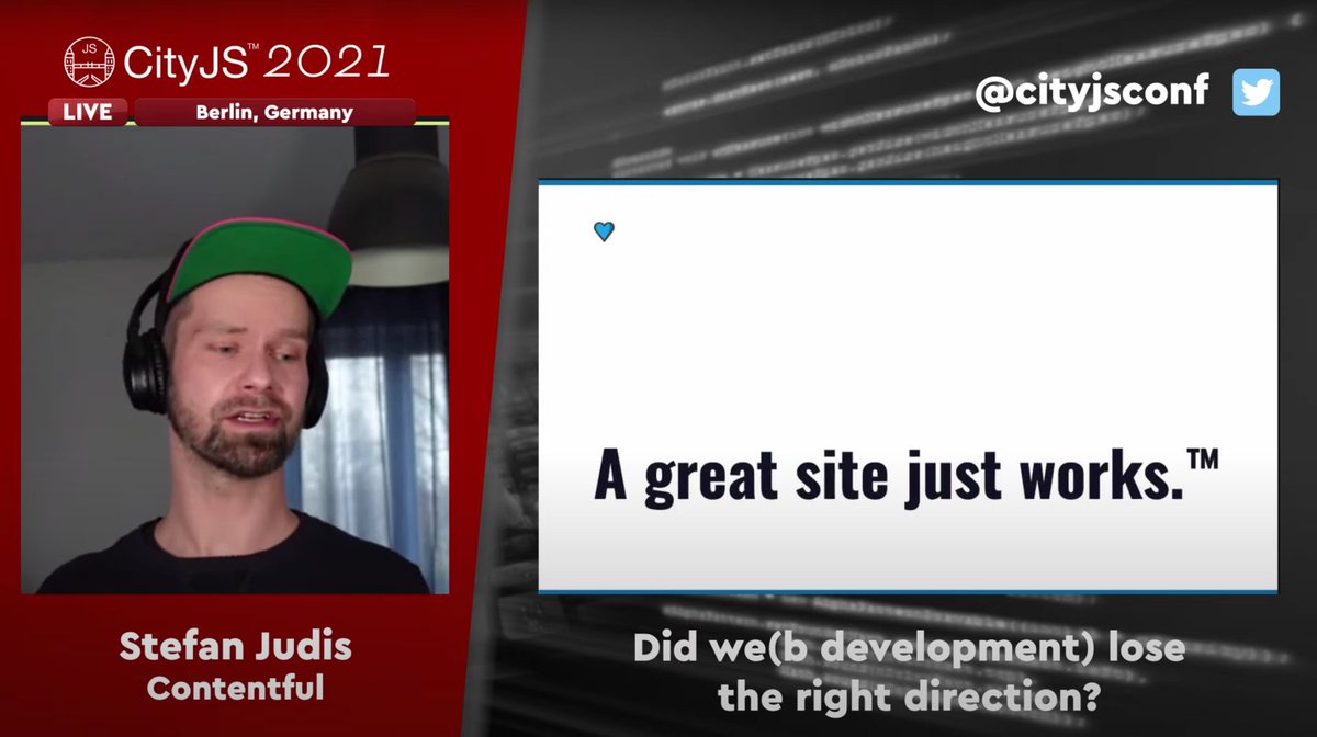 leichteckig's tweet image. A great reminder by @stefanjudis to keep the most important things in mind. „Did we(b development) lose the right direction“ @cityjsconf ❤️ #CITYJS2021