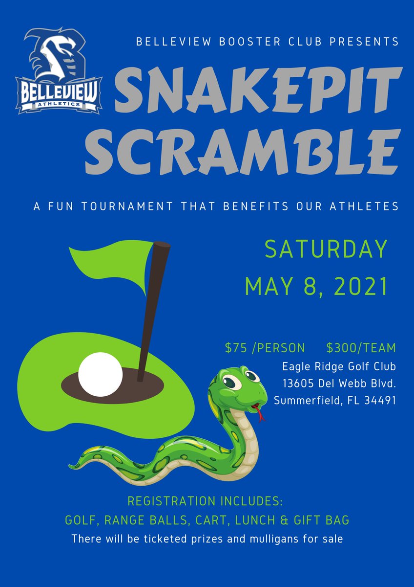 BHSAthletic1's tweet photo. So excited to see everyone this year at our Snakepit Scramble! 🐍⛳️ Contact us, or any of our athletic coaches about sponsorship opportunities! Sssssssee you at the Sssssscramble! 🐍 Go Rattlers!! https://t.co/PhuHAYP8GM