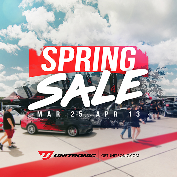 unitronic's tweet image. The Unitronic Spring Sale is on! Save 10% or $100 on Performance Software and up to 30% on select Performance Hardware including Exhausts, Intakes, Inlets, Pulley Kits, Turbo Kits and UniGear now through April 13th!

LEARN MORE: getuni.ca/spring21

#Unitronic 
#GetUnitronic