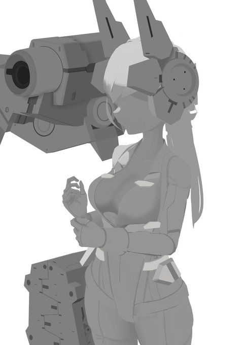 絵の話。今回、グレーで詰めるのはシルエット以外ほどほどにして色置きしました(髪と肌は結局陰影描き直した)。
少し前、光の当たる強さだけで描くの頑張りたいとか言ってたんですが、やっぱアレきついっす。それで根拠の異なる明度の置き方をしては元も子もないので、ちょっと考え直してみます… 