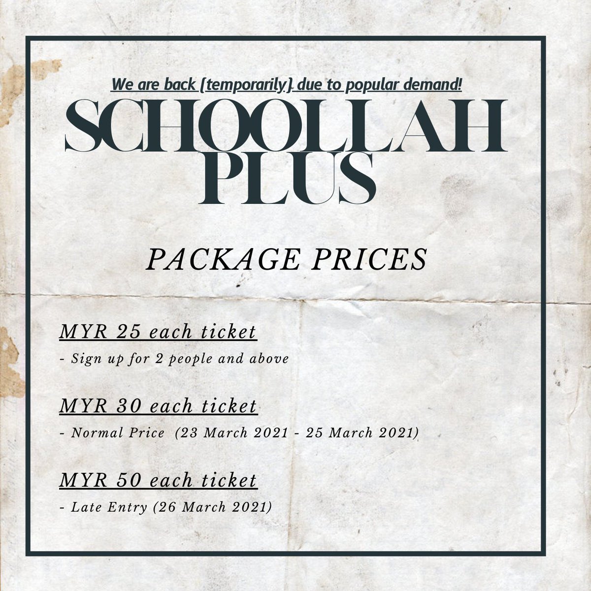 AmirRozali's tweet photo. Student yang baru habis SPM, kalau korang blur lagi pasal UPU &amp; Scholarship, boleh la join #SchoollahPlus Sabtu ni tau! 

Harini last harga RM30 (sorang) &amp; RM25 (2 orang ke atas). Berbaloi sangat la! 

Boleh daftar dekat https://t.co/CuERzB03uW 🥳 https://t.co/xVAqUWWpVD