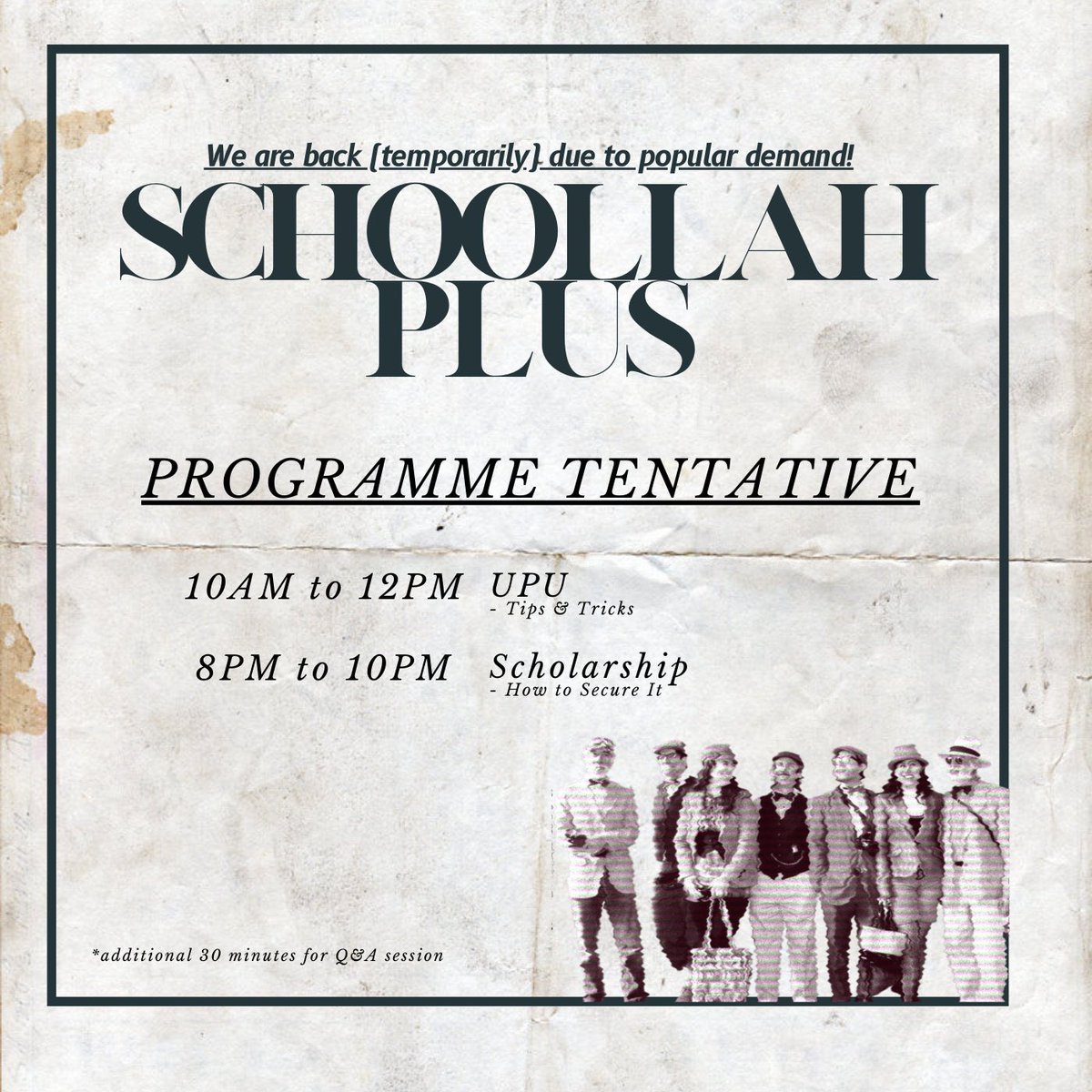 AmirRozali's tweet photo. Student yang baru habis SPM, kalau korang blur lagi pasal UPU &amp; Scholarship, boleh la join #SchoollahPlus Sabtu ni tau! 

Harini last harga RM30 (sorang) &amp; RM25 (2 orang ke atas). Berbaloi sangat la! 

Boleh daftar dekat https://t.co/CuERzB03uW 🥳 https://t.co/xVAqUWWpVD
