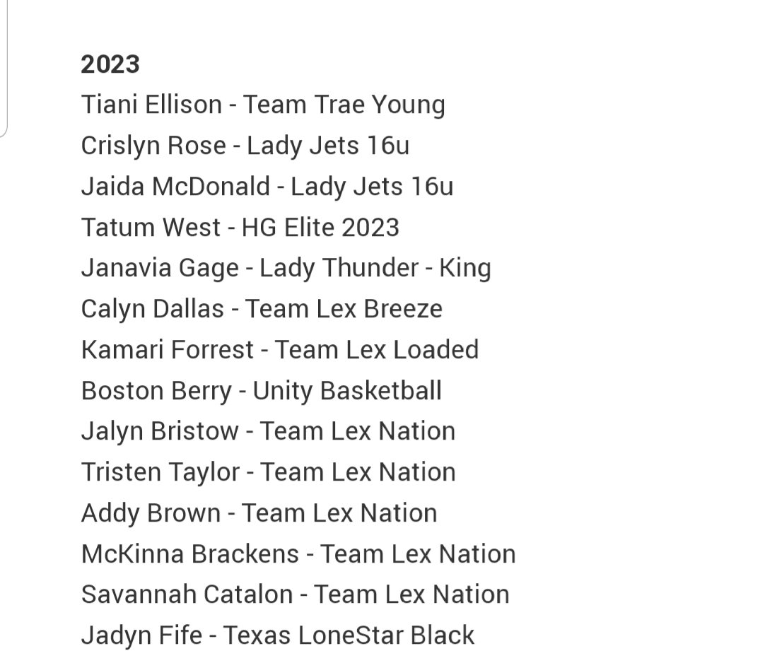 teamtraeyoungg's tweet photo. 🗣📢 @TeamTraeYoungWB went to Texas to compete in the @PBRhoops Prime Event Texas this past weekend! Shout out to @EllisonTiani, @2025Watkins, @MikaylaParks12 and @KeeleyParks04 for being recognized as Standout Players and representing Oklahoma!👏👏

@CoachFParks @TayCooper3 https://t.co/vugUwEGCOo