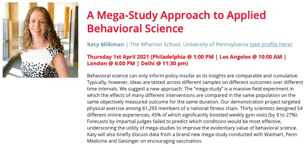 penn_csnbd's tweet photo. Prof. @katy_milkman from @Wharton @ChangeBcfg is joining NoBeC Talks next week! Please help us spread the word! @Penn @PennSAS @PennMBDS
Moderated by @eugen_dimant and welcome by @pauliusyamin
#behavioralscience #EconTwitter - https://t.co/YZL5ynvK6e https://t.co/QkcXDI6vSG