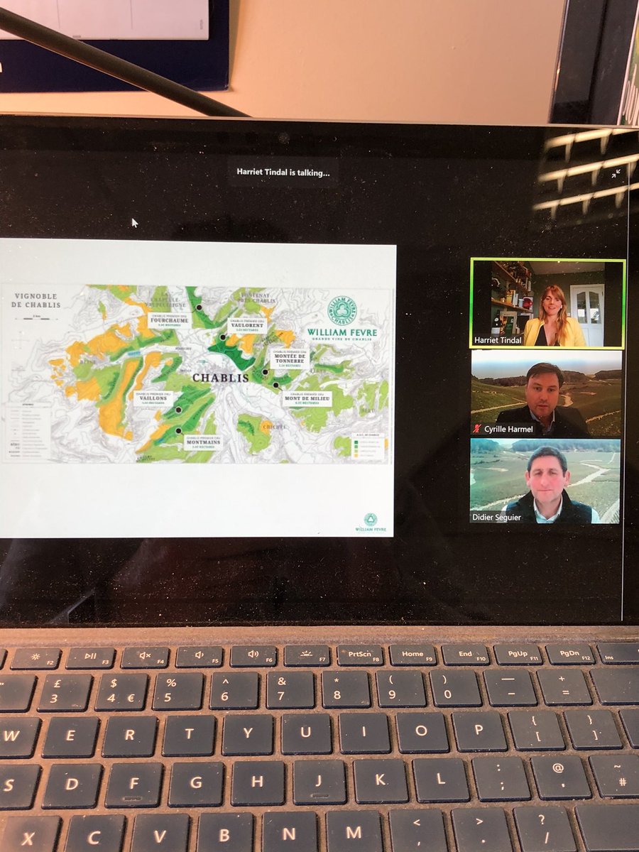Transported to #Chablis for an hour! A Wonderful presentation by Cyrille &amp; the most interesting &amp; knowledge Didier - winemaker @williamfevre_ &amp; of course our own <a href="/HarrietTindalMW/">Harriet Tindal MW</a> 
I want to finish work now ...Umm🤔🤫