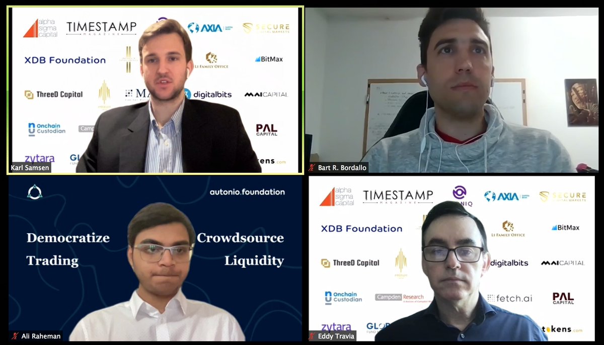 Thanks <a href="/brbordallo/">Tole</a> from <a href="/zignaly/">Zignaly</a>, Karl Samsen from <a href="/gda_capital/">GDA Capital</a>, @startupeddy from <a href="/CoinsiliumGroup/">Coinsilium</a> and <a href="/dr_rahemanAli/">Ali Raheman</a> from <a href="/AI_Autonio/">Autonio</a> for an interesting panel discussion on 'DeFi Opportunities to Watch' earlier today.                    
 
#DeFi #wealthmanagementsummit