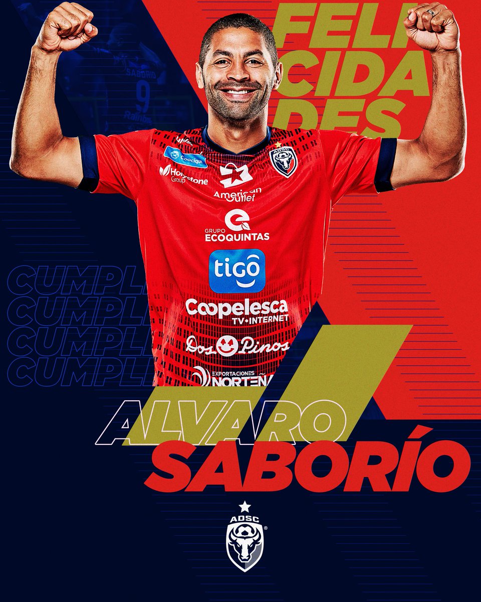 🎂 Muchas Felicidades a nuestro jugador <a href="/Al_Saborio/">Álvaro Saborío</a> en el día de su cumpleaños 🎁 
#SanCarlosMasQueFutbol #Toros 🐂 💙❤️