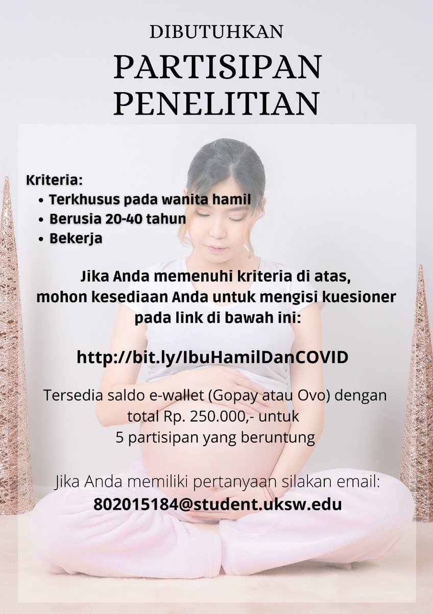 AmorphousSpace's tweet photo. Halo. Mahasiswa saya butuh responden untuk penelitian (Skripsi) dengan kriteria: wanita hamil, berusia 20-40 tahun, dan bekerja. Jika teman-teman sesuai dengan kriteria, mohon bantuannya untuk mengisi kuesioner ini: https://t.co/nSES6kSfaa 
Terima kasih. :) https://t.co/S76xMMetIv
