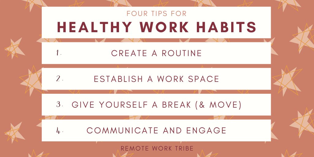 RemoteWorkTribe's tweet image. Remote work requires creating a work-life balance just as much as office-based work does, if not even more so. This means you have to be intentional about healthy habits. Here are some of our favorite #remoteworkhabits. 📝