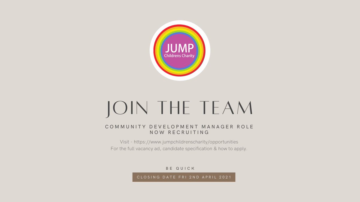 Could you be the new Community Development Manager at JUMP? 

#charityjobs