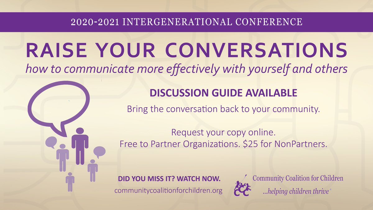 CCCofCT's tweet photo. CONTINUE THE CONVERSATION. If you participated in our #Intergenerational Conference, we encourage you to bring the #conversation back to your #community with the #RaiseYourConversations Discussion Guide. Request yours at https://t.co/lZLO1Ha5yG. #CCCConference2021 #Education https://t.co/HxmLPyXkTT