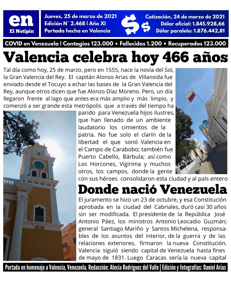 ConoceValencia's tweet photo. Portada de @ElNotipin para #Valencia 🇻🇪 https://t.co/XRVCcIluyK