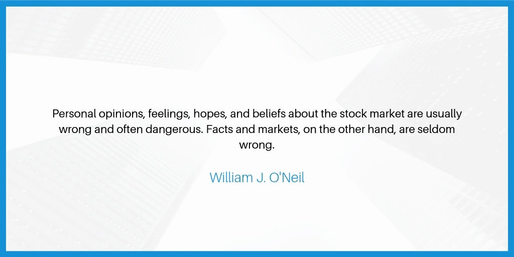 AmeetRai's tweet photo. 20 William O’Neil Quotes [Thread] 🔥

Personal opinions, feelings, hopes, and beliefs about the stock market are usually wrong and often dangerous. Facts and markets, on the other hand, are seldom wrong. - William O’Neil https://t.co/cKBVxdFSi5