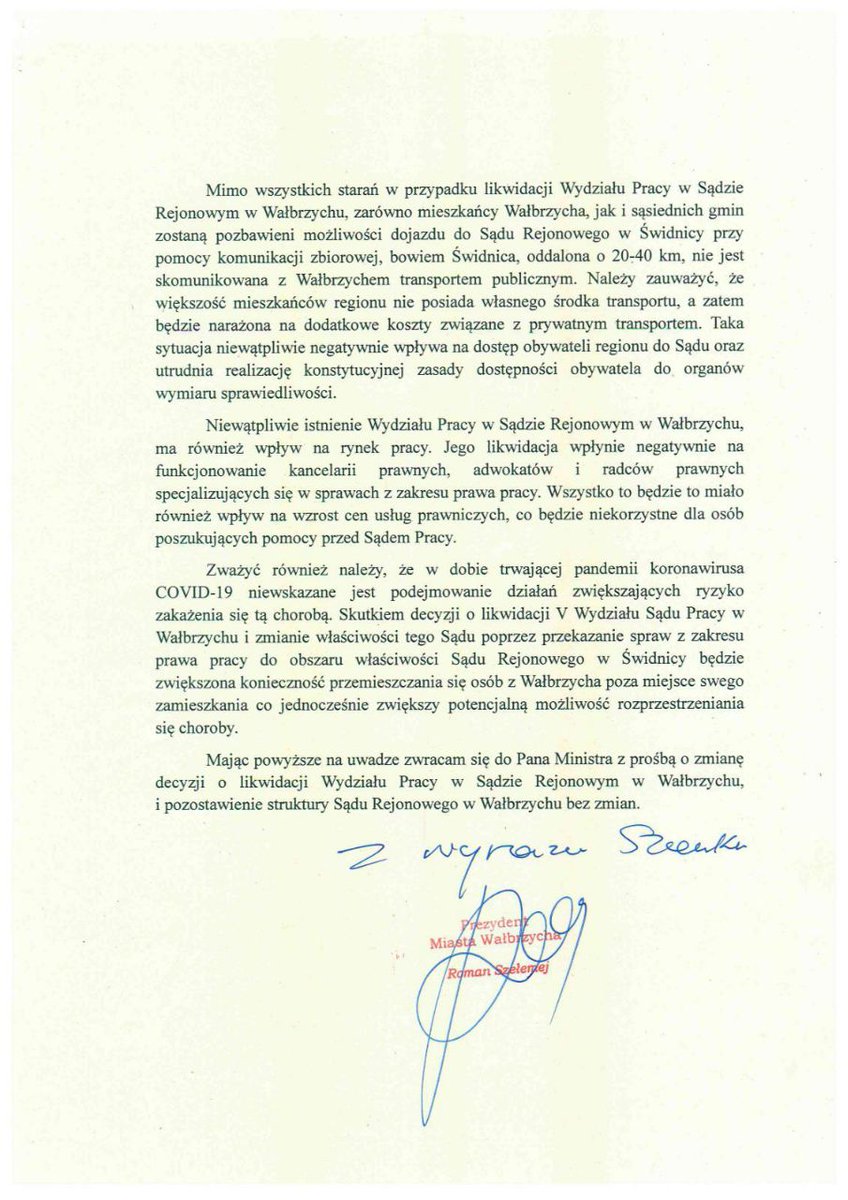 TomaszSiemoniak's tweet image. Minister Ziobro zwija państwo. Decyzja o likwidacji Wydziału Pracy w Sądzie Rejonowym w Wałbrzychu,drugim co do wielkości mieście Dolnego Śląska. Budynek sądu wyremontowany,mnóstwo pracowniczych spraw. Na szkodę zwykłych ludzi dochodzących swoich praw. Taka to "Solidarna" Polska.