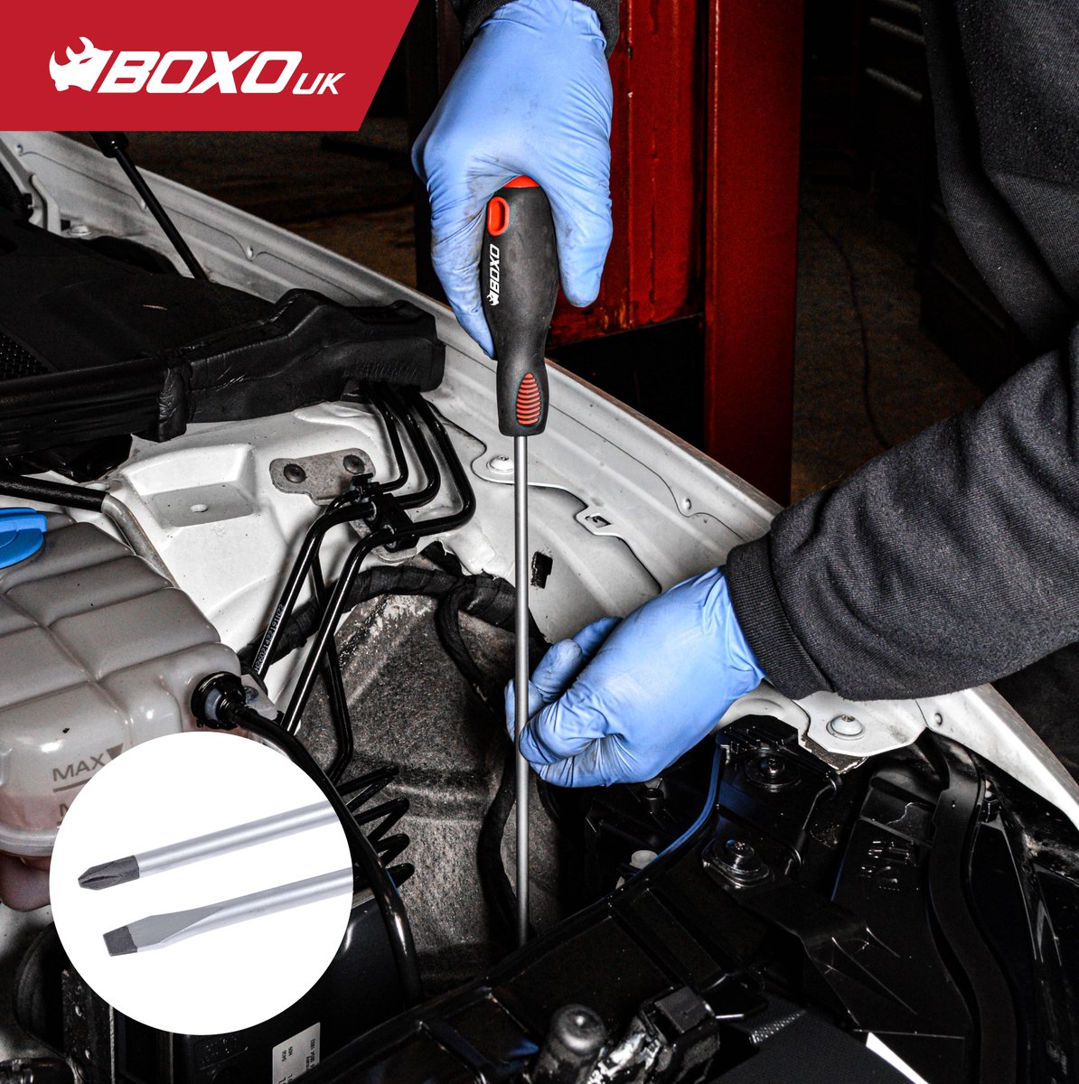 boxotoolsuk's tweet photo. The #BOXO 2Pc XL #Screwdriver Set includes a PH2 &amp; SL6.5, which are 350% longer than standard PH2 &amp; SL6.5 #screwdrivers!

✔️ 565mm in length, for incredible reach!
✔️ #Ergonomic grip
✔️ Hardened tips 

#Shop this product on our UK website > https://t.co/33Zlf2RTEg https://t.co/08a3N7s6To