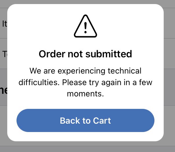 kkels__'s tweet photo. @kroger create order &amp; substitutions page breeze through then when submitting my order this pops up. https://t.co/aTfOmrQWpM