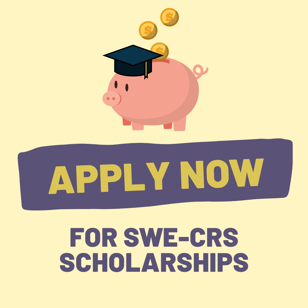 ✨ SWE CRS Scholarship Applications are OPEN!! ✨ We are awarding $1,000 to $1,500 to graduating high school seniors who are pursuing engineering/CS degree, and $1,000 to a current college student studying engineering/CS. Apply here by 5/1/21: buff.ly/3lMHWZI