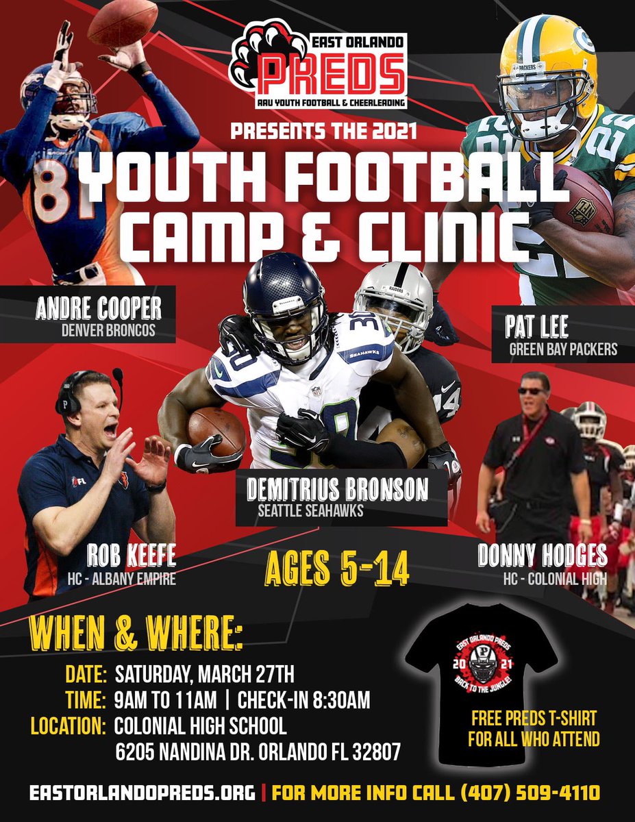 Rob Keefe (@keefense) on Twitter photo Excited to speak to these kids as we represent for the largest #AAU youth football and cheer organization in the country <a href="/EOJrPreds/">East Orlando Preds - Youth Football & Cheer</a>
We’ll be socially distanced and taking all the necessary precautions as the clubs coaches put on a great football camp for the kids #WeDemPreds Excited to speak to these kids as we represent for the largest #AAU youth football and cheer organization in the country <a href="/EOJrPreds/">East Orlando Preds - Youth Football & Cheer</a>
We’ll be socially distanced and taking all the necessary precautions as the clubs coaches put on a great football camp for the kids #WeDemPreds