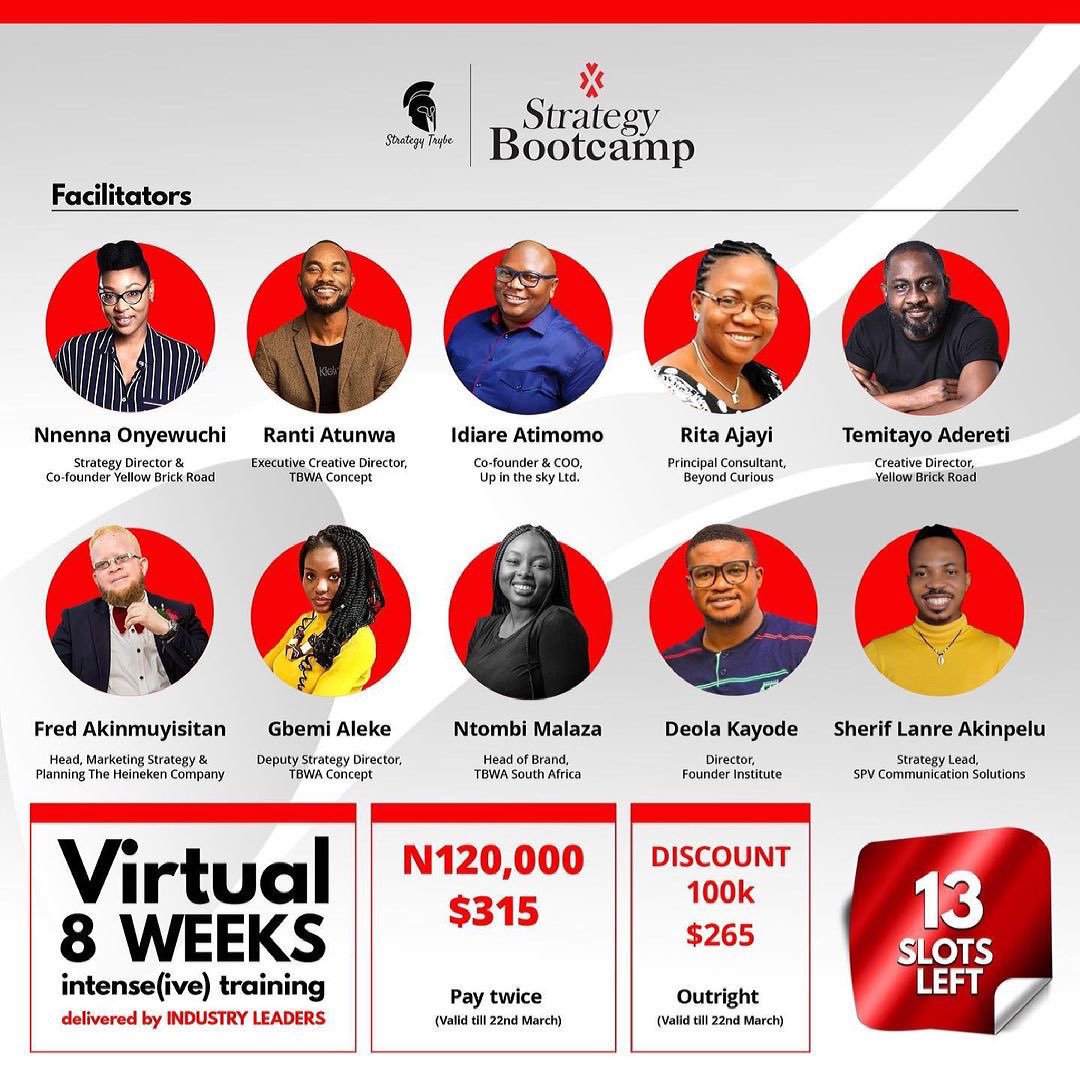 StrategyTrybeNg's tweet photo. Irrespective of your marketing niche, you need to learn the basics of Strategy from the best in the game😉. Click the link in the bio to register. #strategy #strategytrybe #strategybootcamp #strategytrybeng #advertising #creativity #digitalmarketing https://t.co/OYXjfi1Kvc