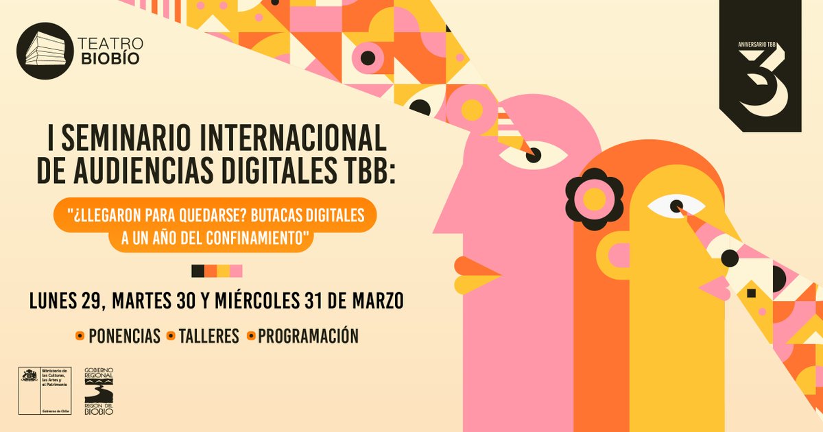 teatrobiobio's tweet photo. ¿Qué creen ustedes? ¿Las butacas digitales 👩‍💻 llegaron para quedarse? A un año del confinamiento de la humanidad compartiremos distintas experiencias en nuestro I Seminario Internacional de Audiencias Digitales. 

Inscríbete en https://t.co/tt95JiGKTA 
#TBBdetodosytodas
#3añosTBB https://t.co/vup9aPblc8