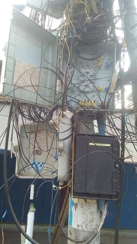 kotoeymb's tweet photo. Photo evidence of the destructive terrorists Military. They cut the internet cables from the street light lamp post and took the internet fiber boxes.  25.03.21 Thuwana #WhatIsHappeningInMyanmar #myanmarpolicebrutalities https://t.co/KM7Rl1mh2x
