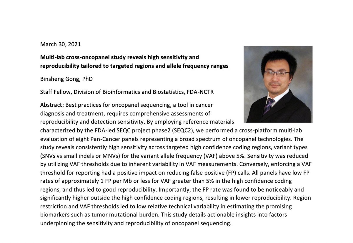 maqcsociety's tweet photo. 📢 MAQC members: March 30, 11AM EST be sure to catch Dr. Gong's webinar https://t.co/XNqIPXr7Pa
#Oncopanel #Seq #BestPractices #Cancer #SEQC2 #reproducibility #mutation https://t.co/p1hclYxvNs