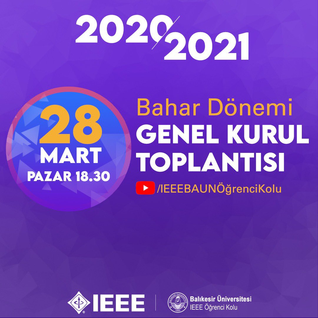 ieeebaunsb's tweet photo. IEEE BAUN Öğrenci Kolu olarak 28 Mart Pazar Günü üyelerimizle birlikte yapacak olduğumuz Genel Kurul Toplantısına Davetlisiniz.
Yıl boyunca yaptıklarımızı anlatacağımız bu toplantıya herkesi bekleriz. 🤜🏻🤛🏻
#ieeebaun
Güçlüyüz; Çünkü Sen Varsın ! https://t.co/1KC5WV2ZSm