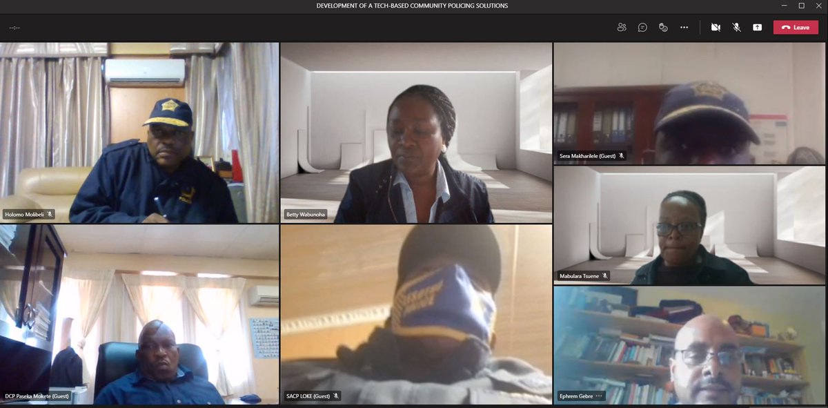 UNDPLesotho's tweet photo. Now Happening📣 Meeting with Lesotho Mounted Police Service on @UNDPLesotho support on the development of technology based community policing solutions. @UNDPAccLabs #MahokelaInitiative #SolutionsMapping @betty_wabunoha https://t.co/3IcWZ8ZWke