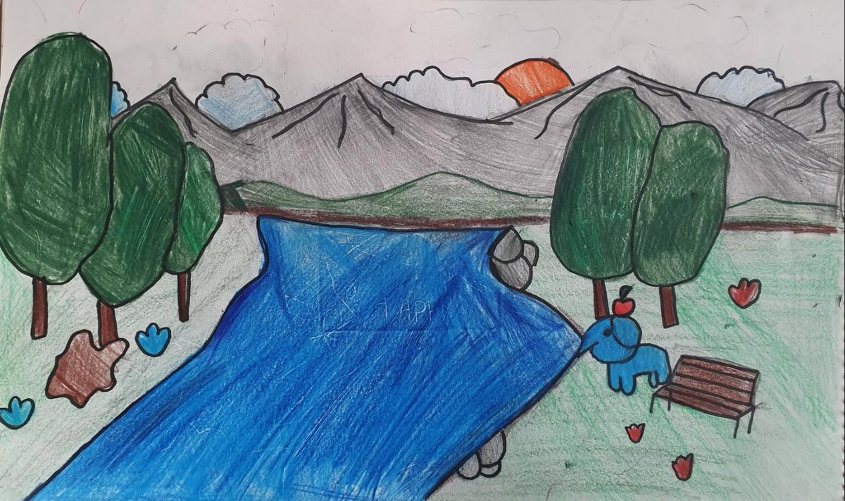 TBSyear5's tweet photo. Year 5's visions for the Bagmati River #bagmatiriver #nepal #art #creativity https://t.co/jedAAuApE9