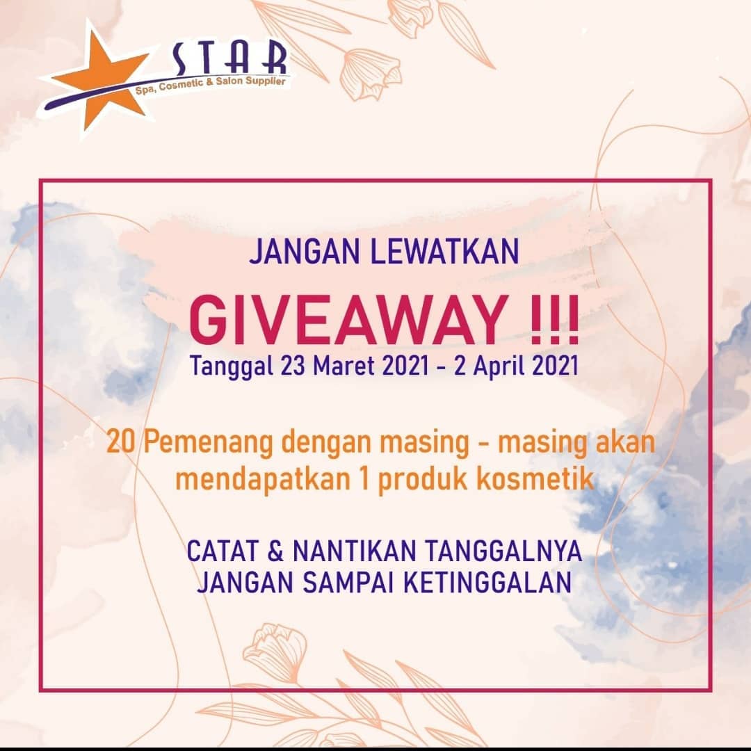starcosmeticsby's tweet photo. 𝐆𝐈𝐕𝐄𝐀𝐖𝐀𝐘 𝐓𝐎𝐊𝐎 𝐒𝐓𝐀𝐑 𝐂𝐎𝐒𝐌𝐄𝐓𝐈𝐂 𝐒𝐔𝐑𝐀𝐁𝐀𝐘𝐀

Kali ini @starcosmeticsby mau bagi-bagi 20 kosmetik gratis lho😋

Cek Instagram kami untuk informasi lebih lanjut: https://t.co/dtJ8A4SLSy

Giveaway ini berlangsung sampai 2 April 2021 dan akan ada 20 pemenang https://t.co/ulVfzzCWX6