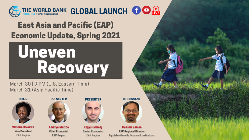 WB_AsiaPacific's tweet photo. Why is East Asia Pacific seeing an #UnevenRecovery from the #COVID19 crisis? What are the critical policy dimensions for a #ResilientRecovery? 

REGISTER NOW to discuss @WorldBank's new #EAPUpdate on March 30/31: https://t.co/QFZF1cuPkh https://t.co/drI5ffYPvE