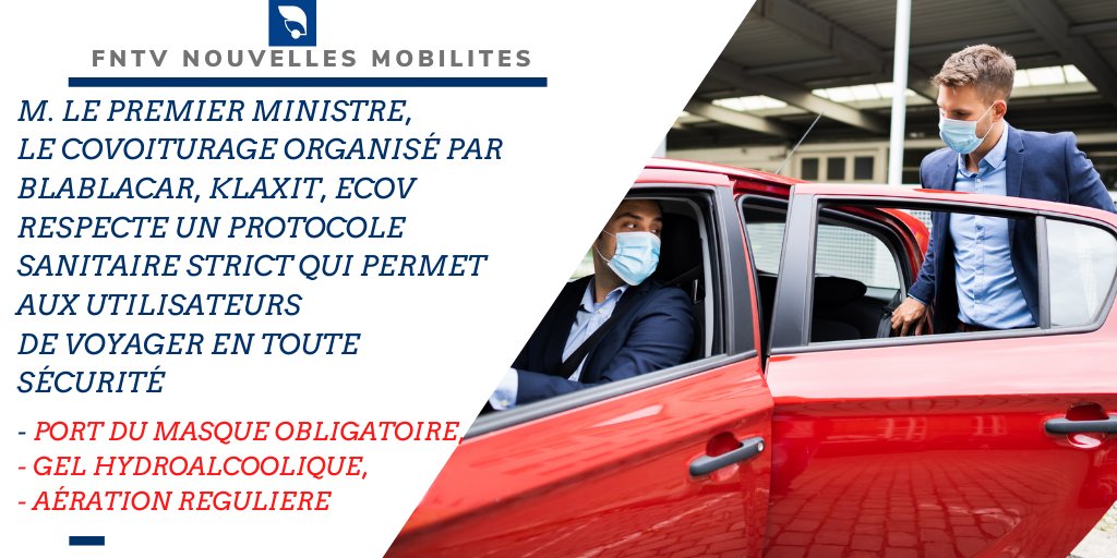 FNTVFrance's tweet photo. La @FNTVFrance répond aux propos de @JeanCASTEX : le #covoiturage en famille ou entre collègues ne doit pas être confondu avec le #covoiturage organisé par @BlaBlaCar_FR ,@KlaxitFR et @ecov_fr dont les utilisateurs respectent largement le #protocole #sanitaire strict mis en place https://t.co/EqifLjoTzu