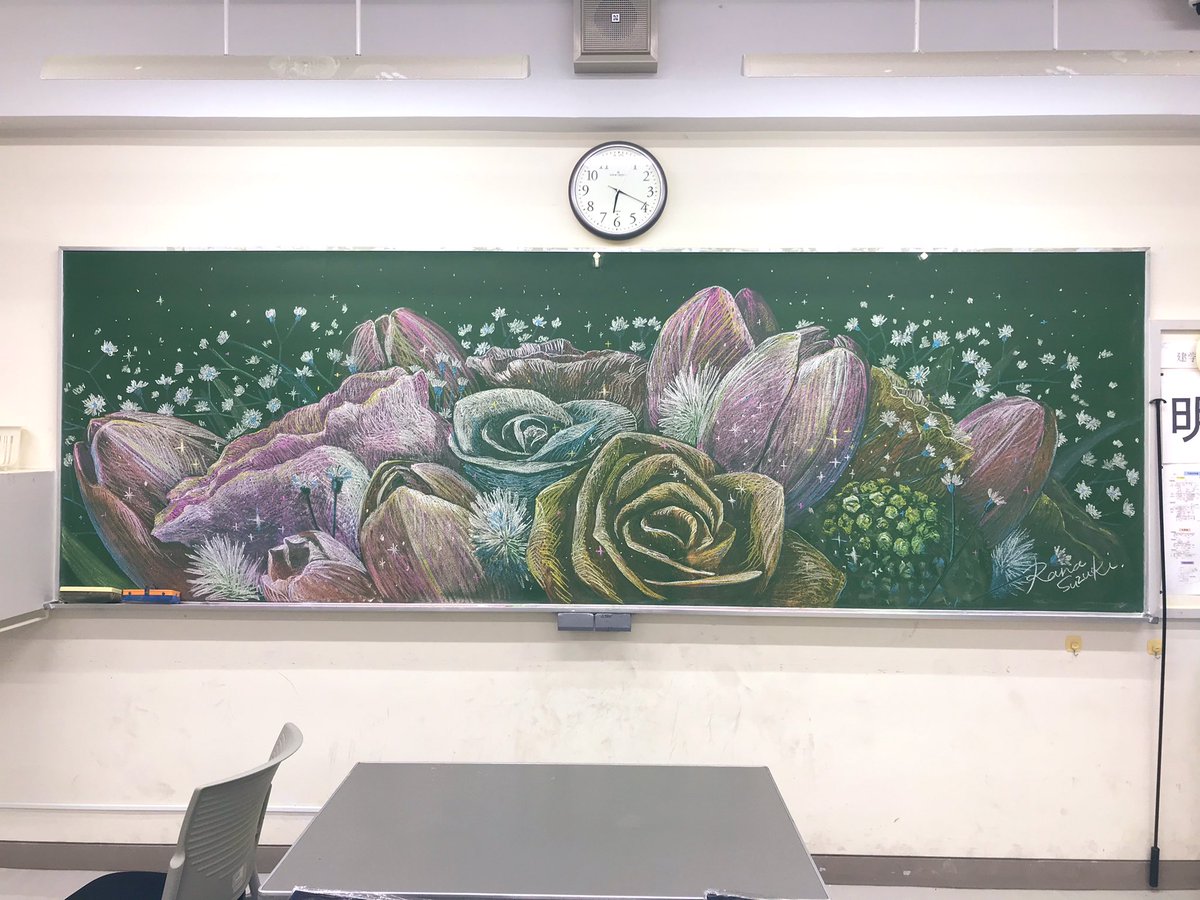 すずき らな V Twitter 昭和学院短期大学にて 黒板アートをして参りました 大きな花束です ご卒業おめでとうございます 卒業式 黒板アート21