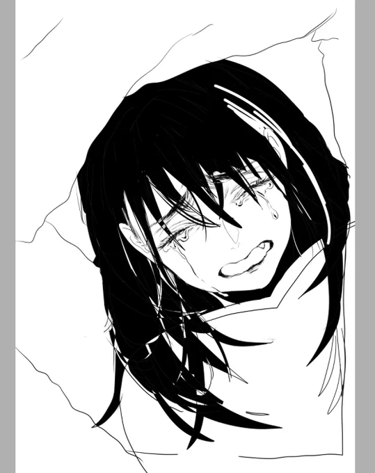 女子高生線画、これで完成・・・。
描いてるキャラの表情に引っ張られる時多いけど、今回は逆で描いた気がするわあ 