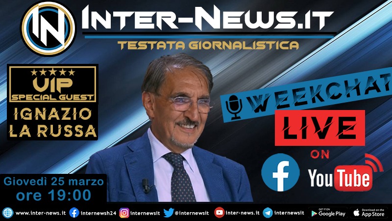 internewsit's tweet photo. 📌#WEEKCHAT, giovedì 25 marzo, alle ore 19 🔴LIVE con la redazione di Inter-News: @Matador1337, @danielebera33 e @INTER291103
🗣Covid-19, situazione societaria, stadio e altro ancora
👥Ospite d'eccezione @Ignazio_LaRussa, politico e noto tifoso dell'Inter
📱Su Facebook e YouTube https://t.co/PoX6caufr3